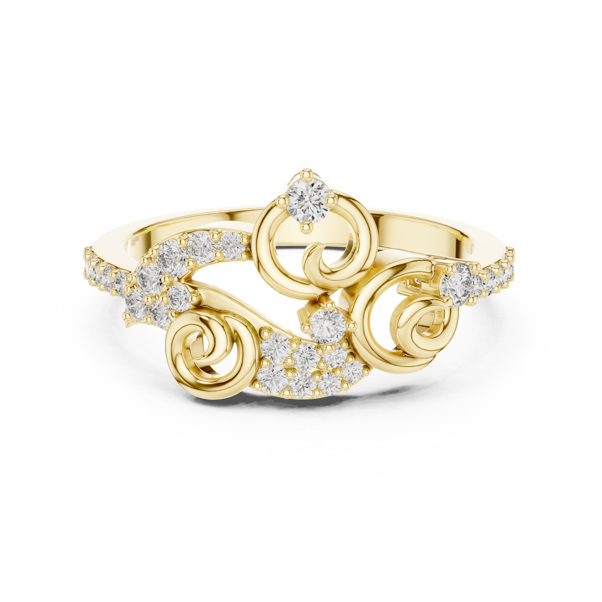 14K Solid Gold Lab Diamond Vintage Ring, Yellow Gold