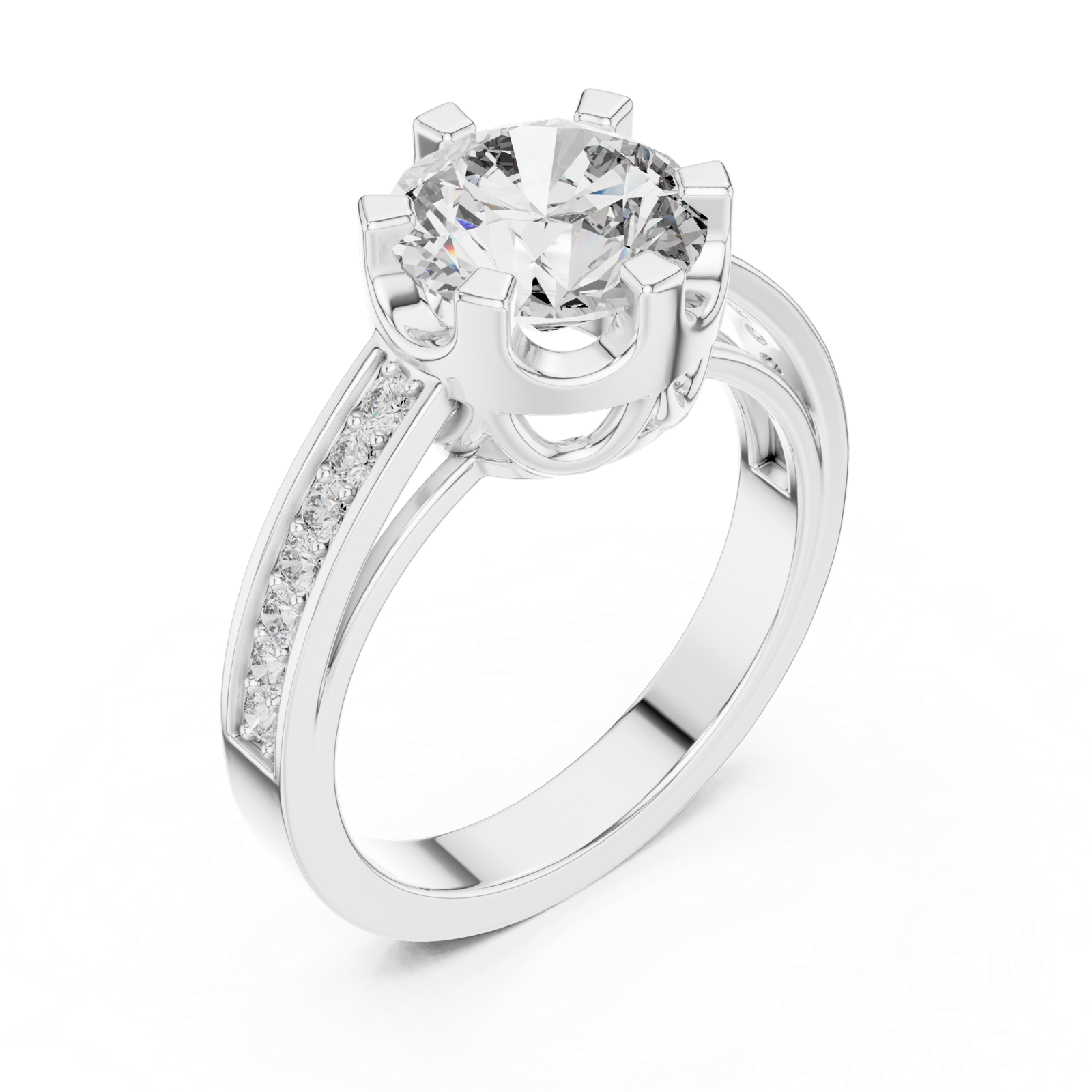 14K Solid Gold Lab Diamond Solitaire Ring, White Gold, view 2