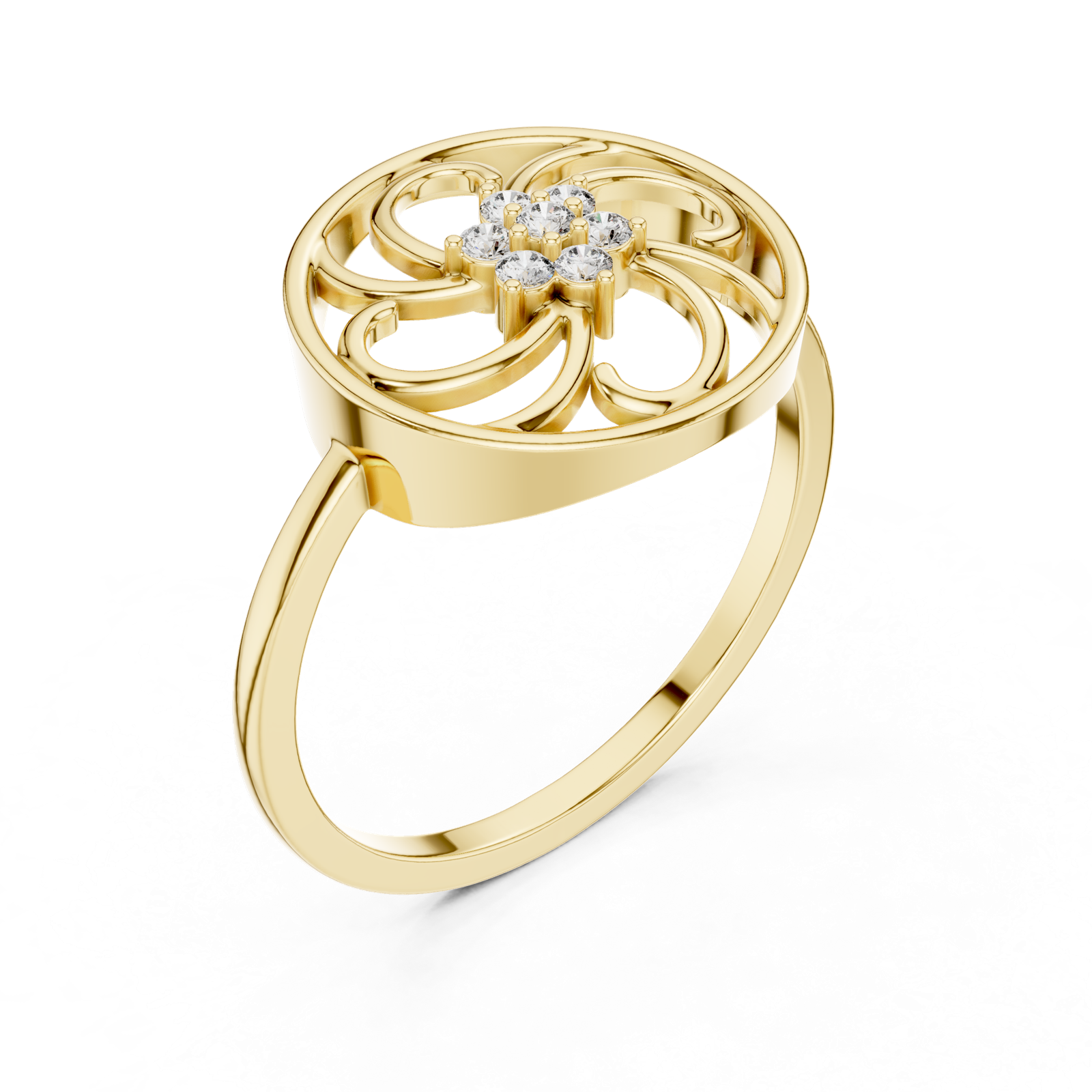 Gold Ring DR-6231, Yellow Gold, view 2