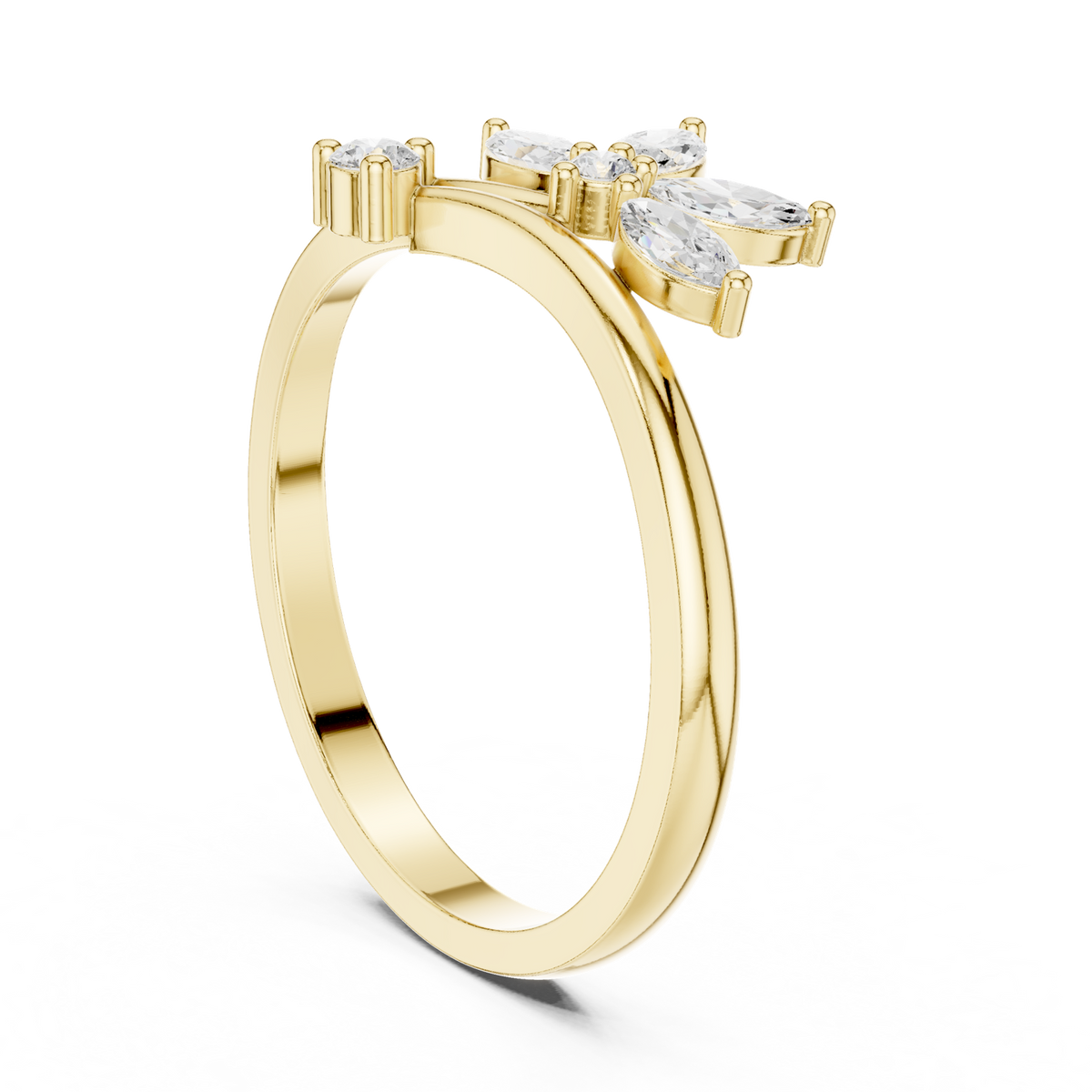 14K Solid Gold Lab Diamond Flower Cluster Ring, Yellow Gold, view 1