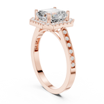Gold Ring, Asscher center stone, Rose Gold, view 1