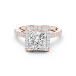 Gold Ring DDLR-255, Princess center stone, Rose Gold