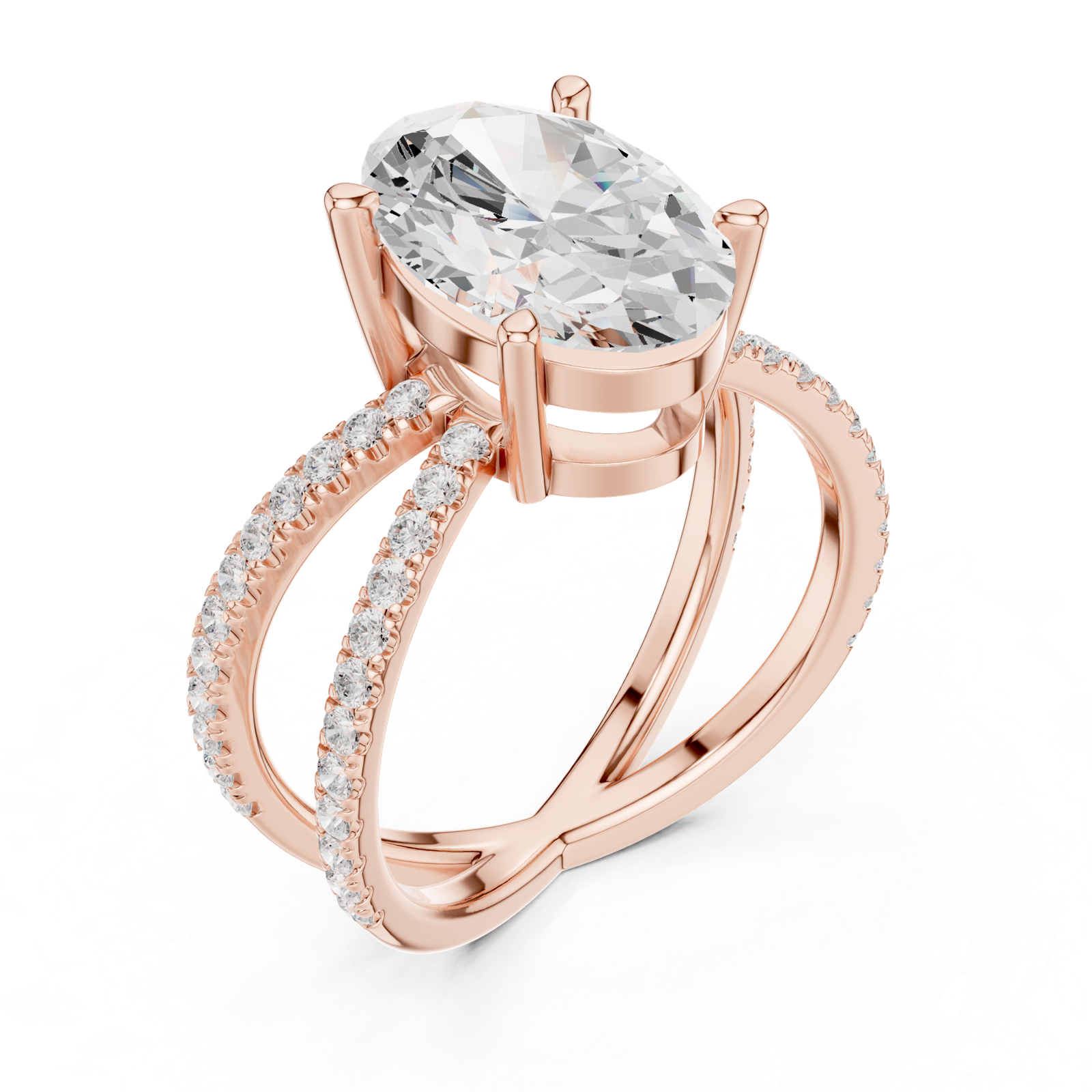 Gold Jewelry L36-25, Oval center stone, Rose Gold, view 2
