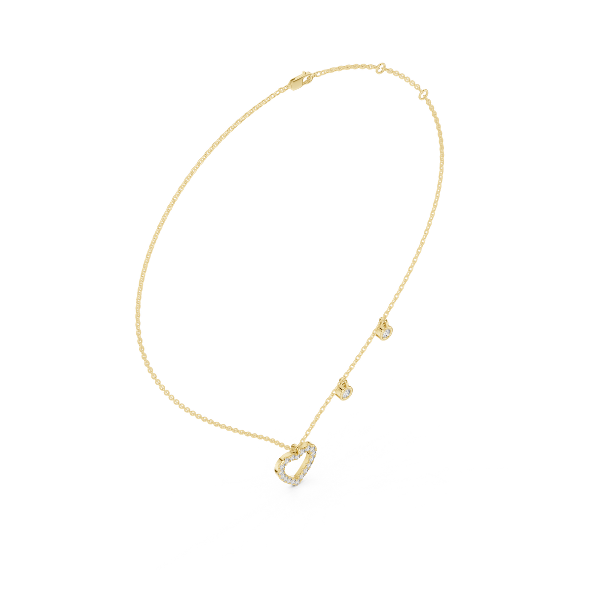 14K Solid Gold Lab Diamond Chain Necklace, Yellow Gold