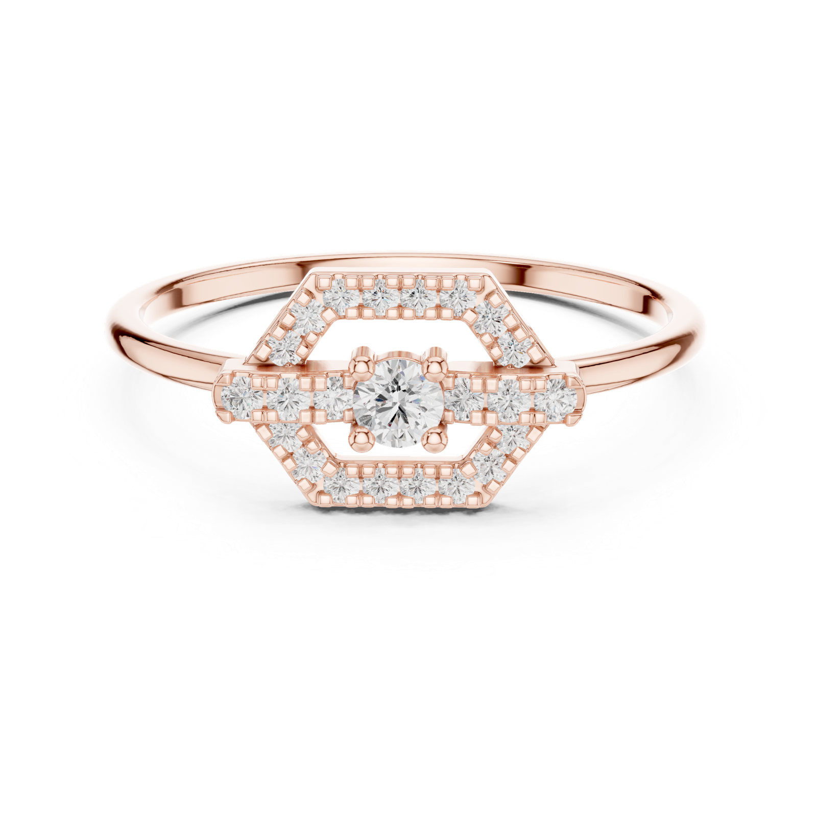 Gold Ring HLR-196, Rose Gold, view 4