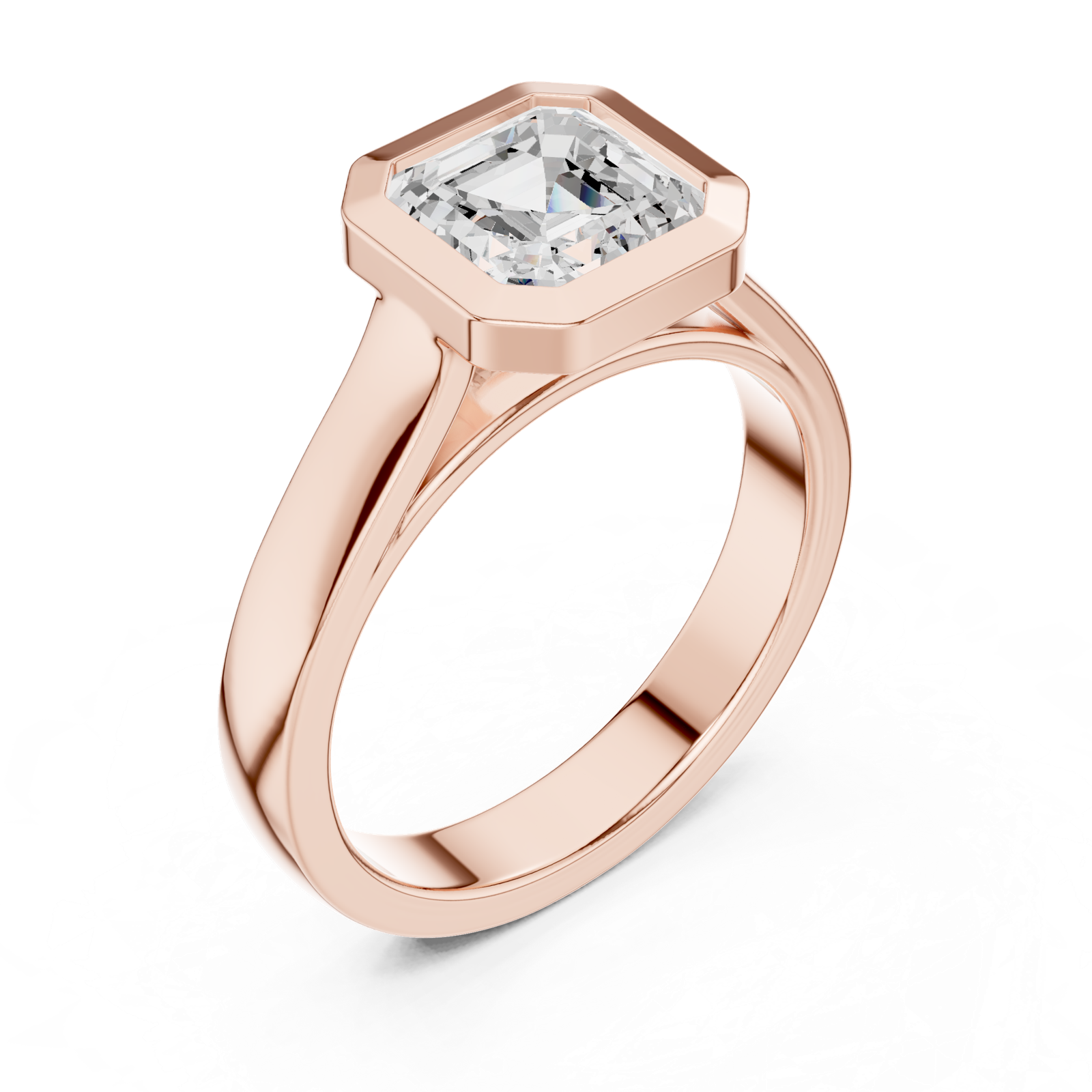 Gold Jewelry L36-3, Asscher center stone, Rose Gold, view 2