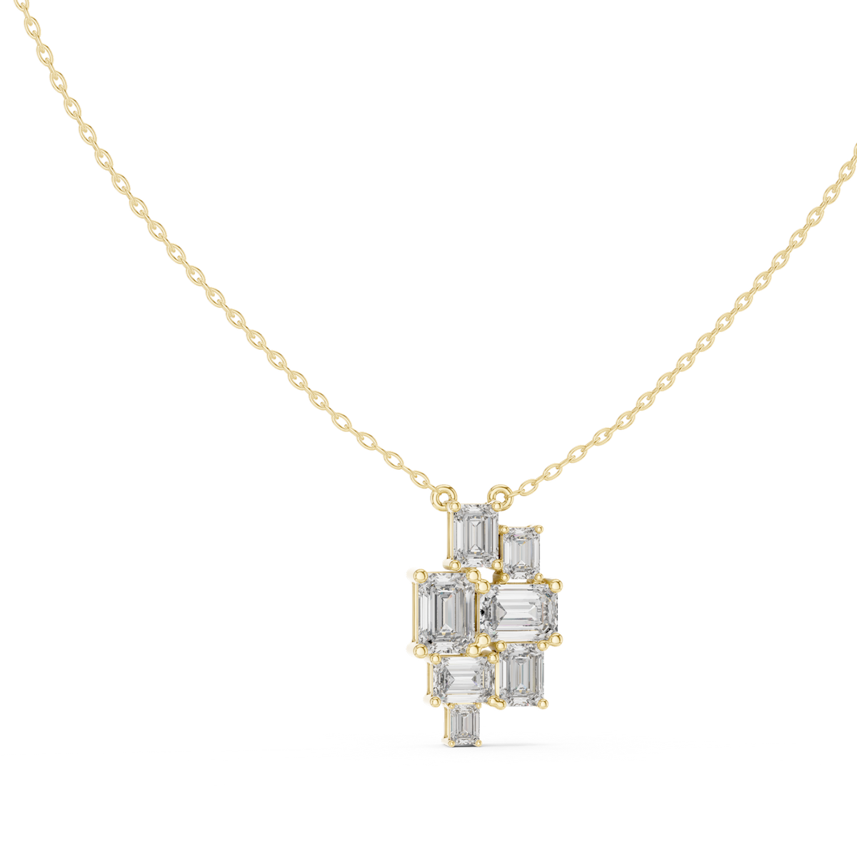 14K Solid Gold Lab Diamond Cross Pendant Necklace, Yellow Gold, view 1
