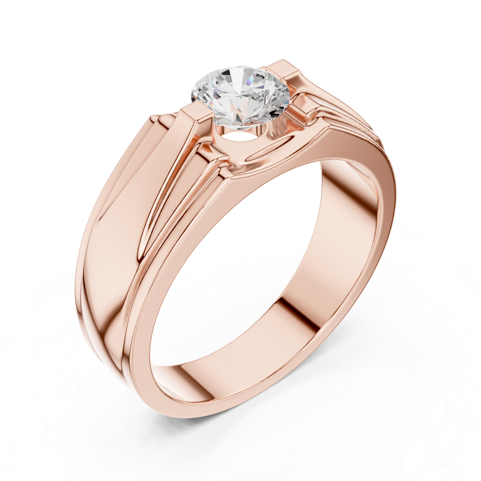 14K Solid Gold Lab Diamond Solitaire Ring, Rose Gold, view 2