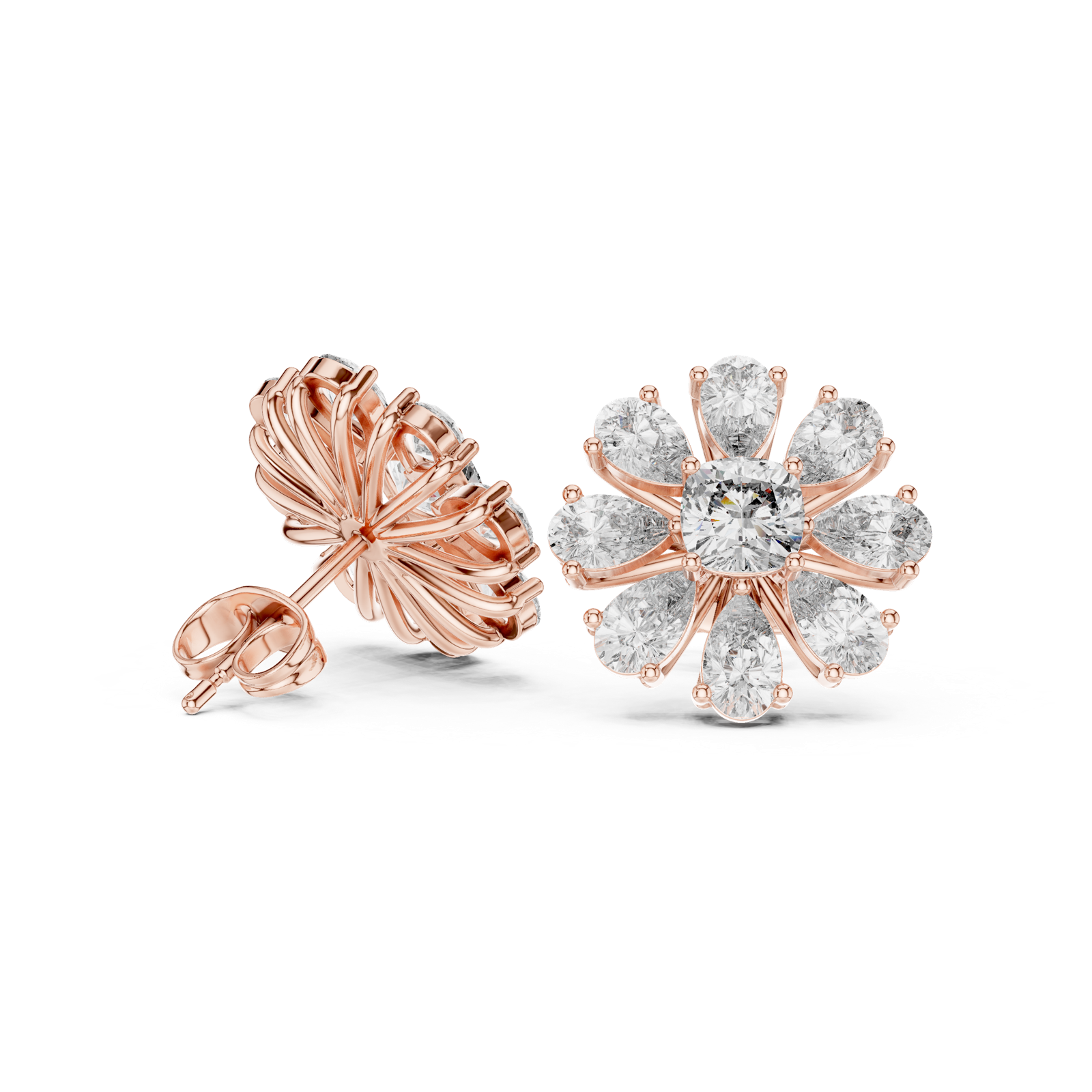 Gold Earrings AER-44, Rose Gold, view 1