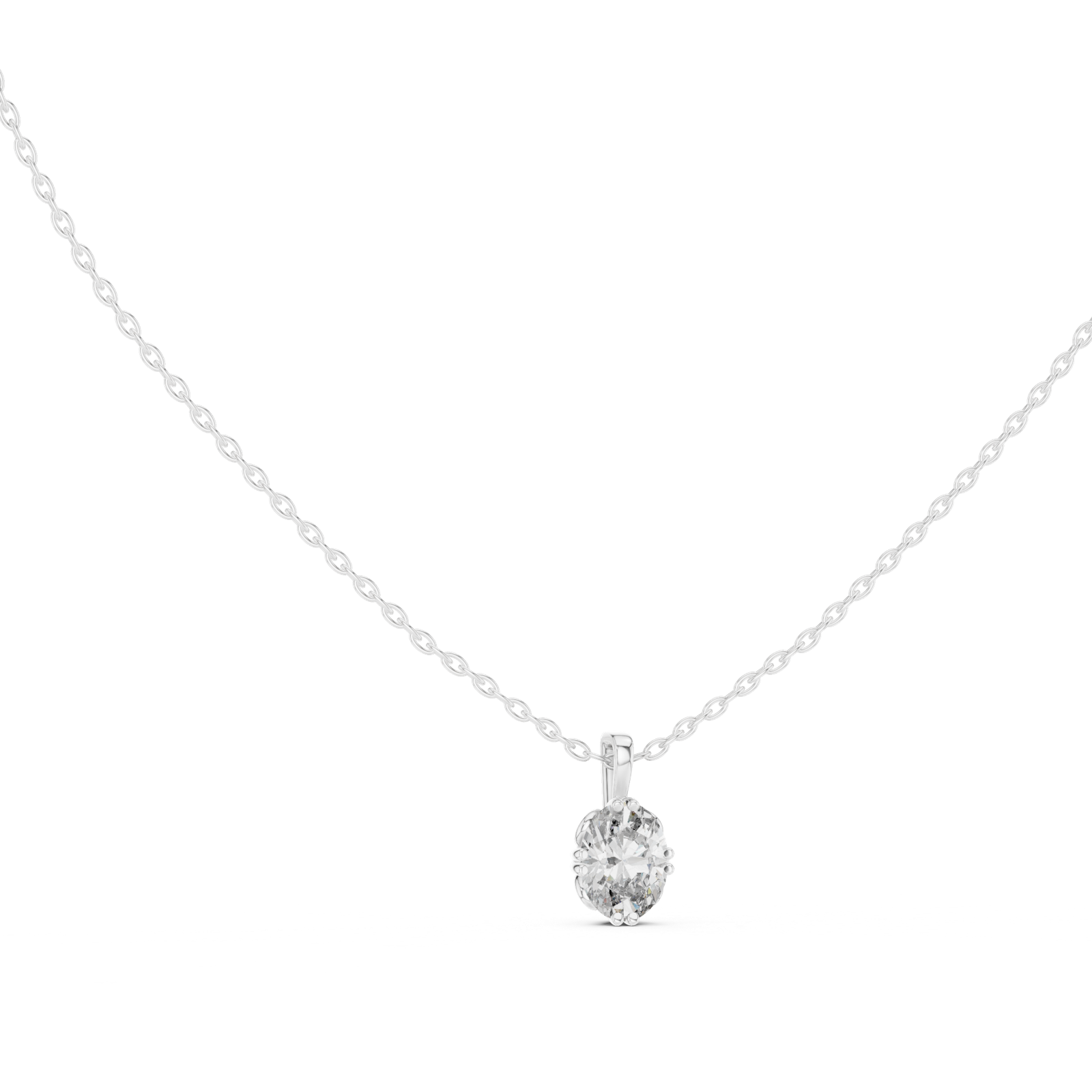 14K Solid Gold Lab Diamond Solitaire Pendant Necklace, White Gold, view 1