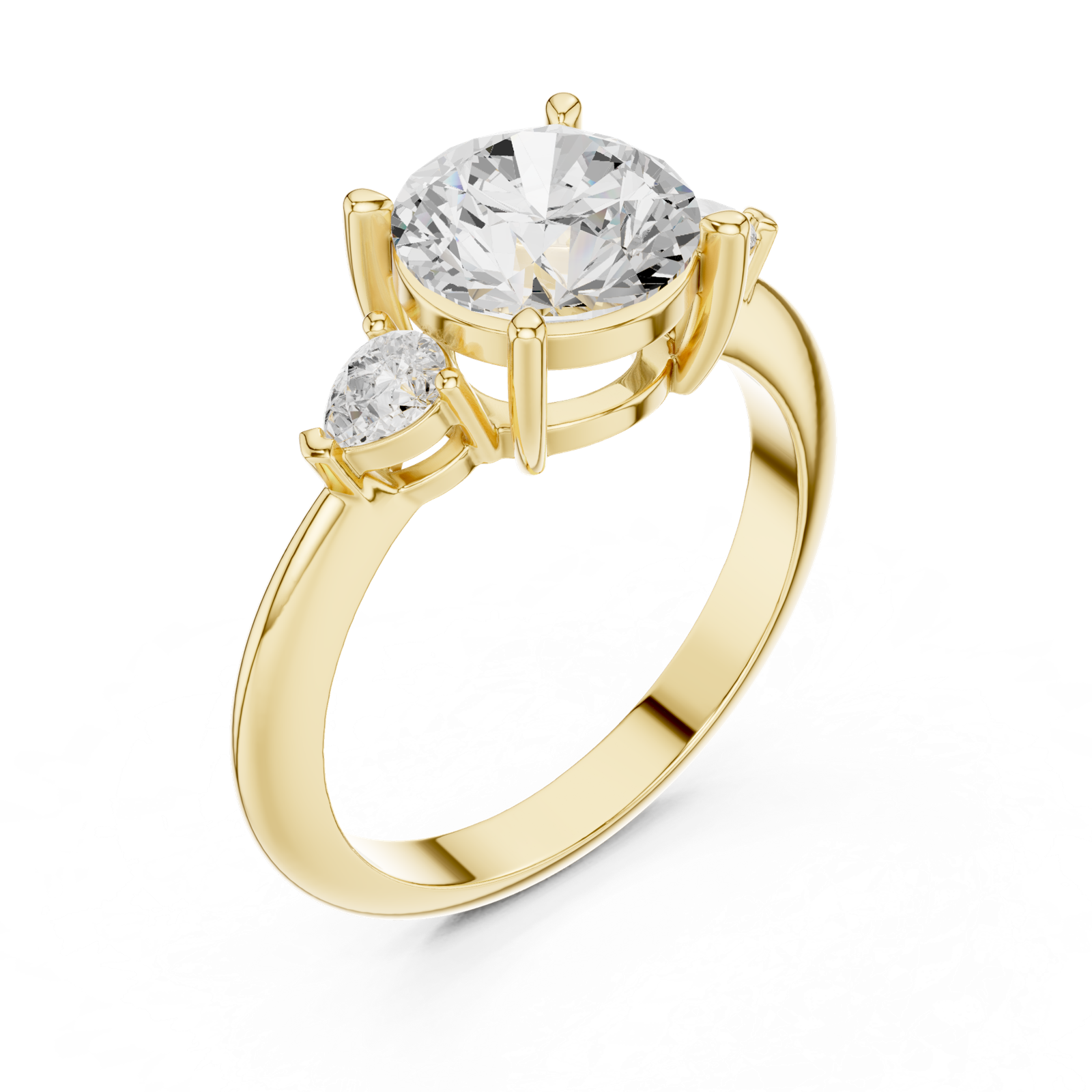 Gold Jewelry L35-66, Round center stone, Yellow Gold, view 2