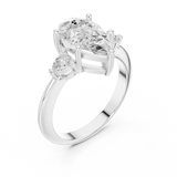 Gold Jewelry L35-66, Pear center stone, White Gold, view 2