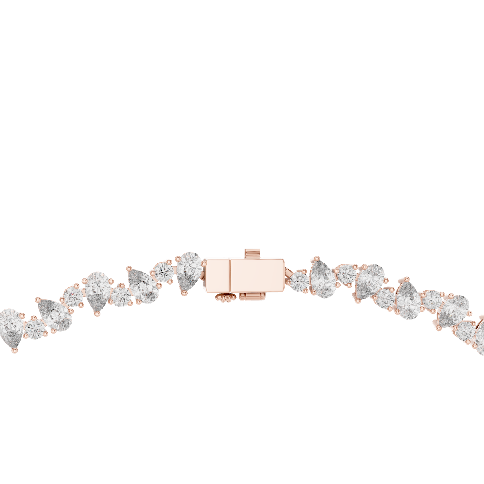 14K Solid Gold Lab Diamond Tennis Necklace, Rose Gold, view 4