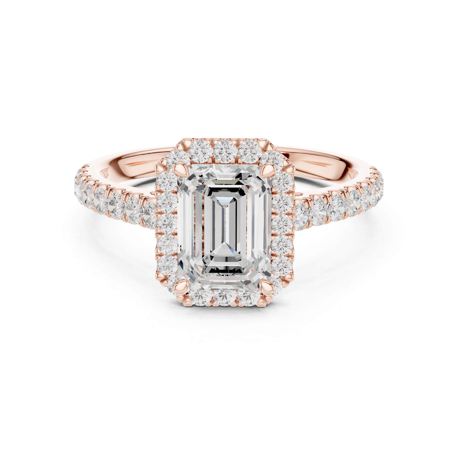Gold Ring DDLR-118, Emerald center stone, Rose Gold, view 4