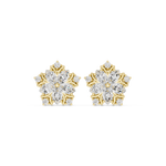 14K Solid Gold Lab Diamond Flower Cluster Earrings, Yellow Gold