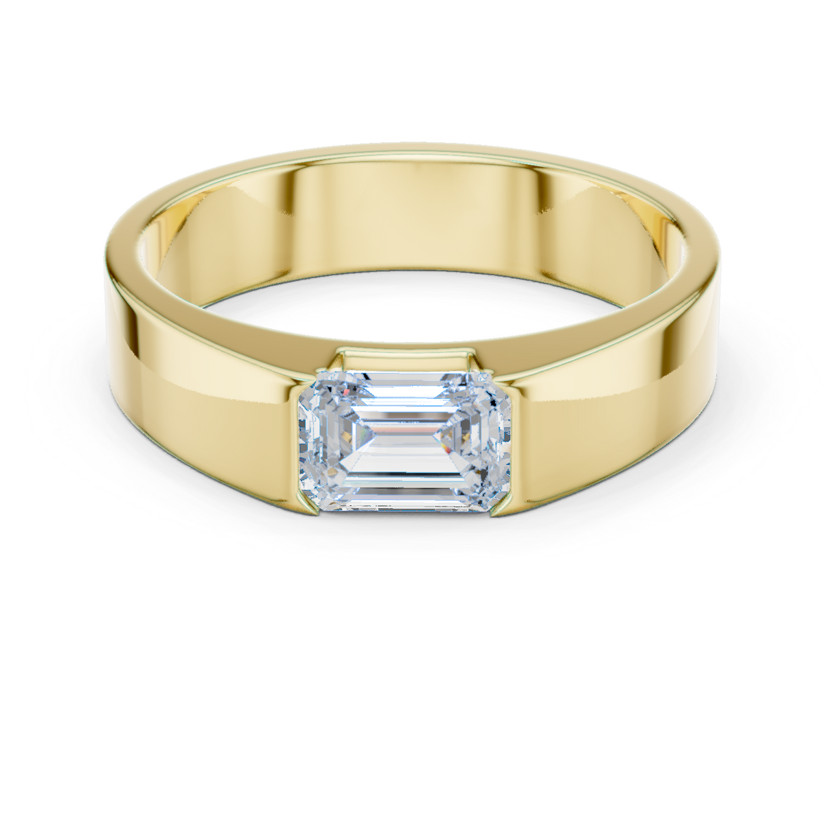 14K Solid Gold Lab Diamond Solitaire Ring, Yellow Gold