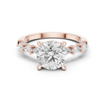 Gold Ring DDLR-168, Round center stone, Rose Gold