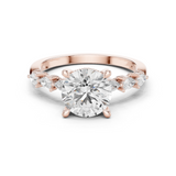 Gold Ring DDLR-168, Round center stone, Rose Gold