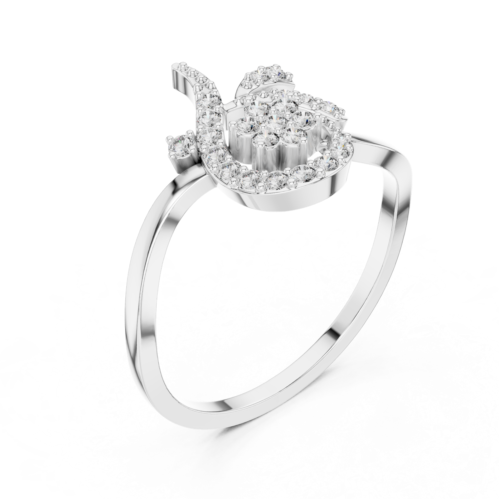 Gold Ring DR-6300, White Gold, view 2