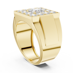 14K Solid Gold Lab Diamond Halo Ring, Yellow Gold, view 1