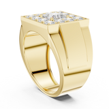 14K Solid Gold Lab Diamond Halo Ring, Yellow Gold, view 1