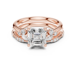 Gold Ring DDLR-299, Asscher center stone, Rose Gold, view 4