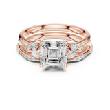 Gold Ring DDLR-299, Asscher center stone, Rose Gold, view 4