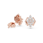 14K Solid Gold Lab Diamond Cluster Earrings, Rose Gold, view 1