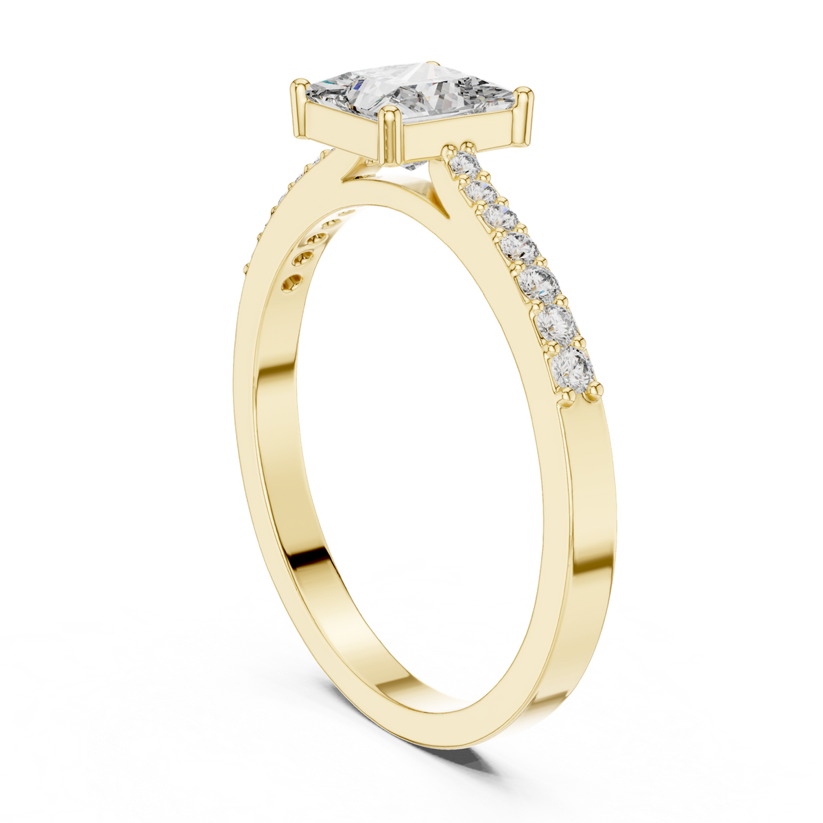 14K Solid Gold Lab Diamond Solitaire Ring, Yellow Gold, view 1