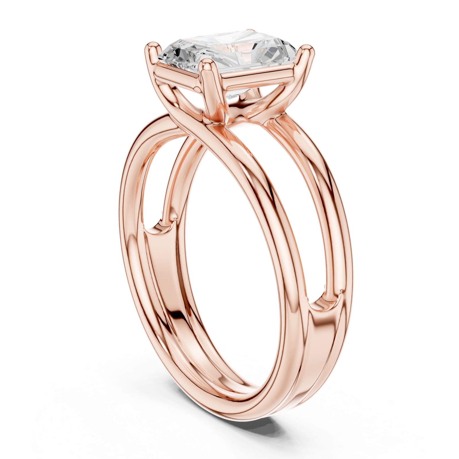 Gold Jewelry L36-9, Radiant center stone, Rose Gold, view 1