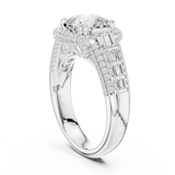Gold Ring, Cushion center stone, White Gold, view 1
