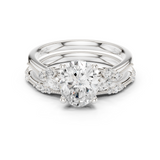 Gold Ring DDLR-299, Oval center stone, White Gold