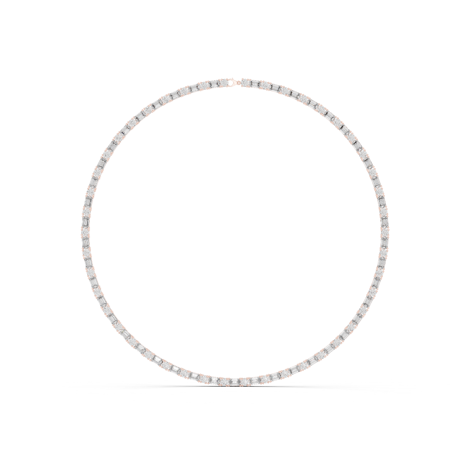 14K Solid Gold Lab Diamond Tennis Necklace, Rose Gold