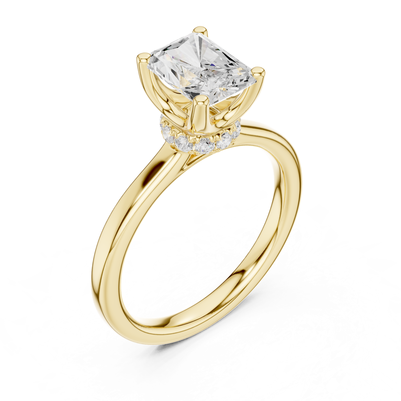 Gold Ring DDLR-176, Radiant center stone, Yellow Gold, view 2