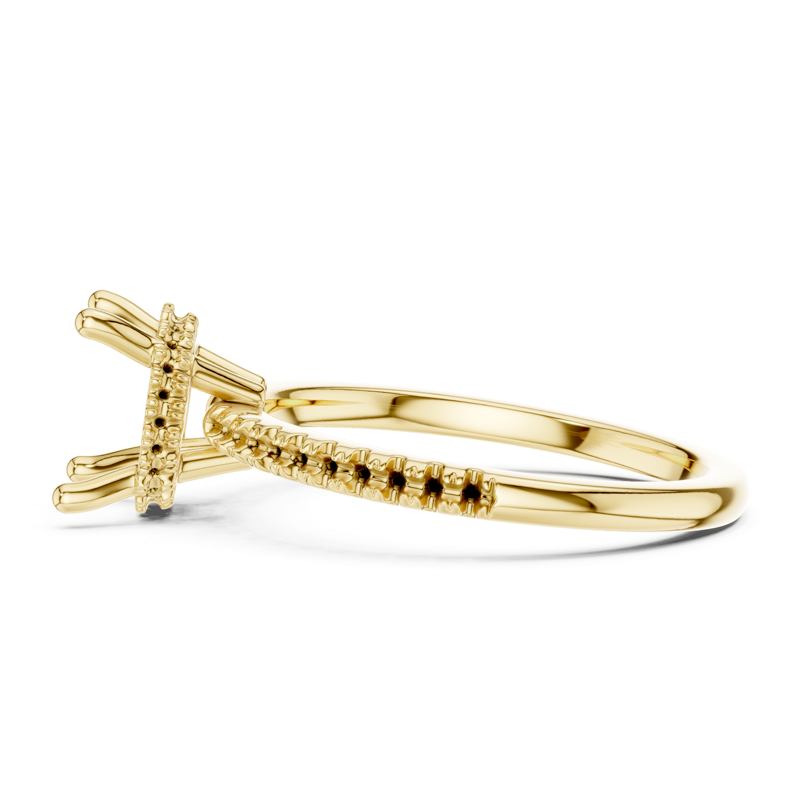 Gold Ring DDLR-177, Round center stone, Yellow Gold, view 3