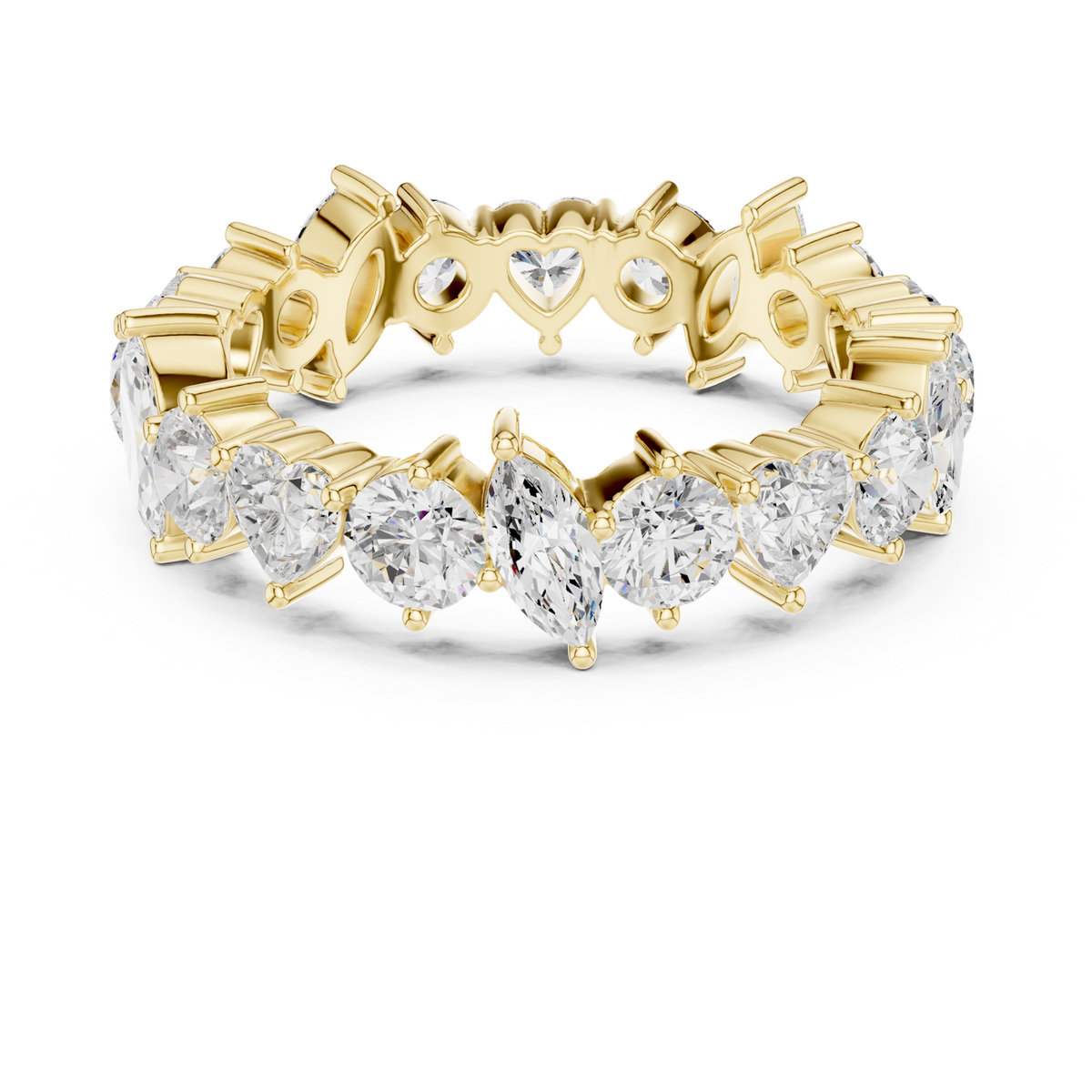 14K Solid Gold Lab Diamond Eternity Ring, Yellow Gold