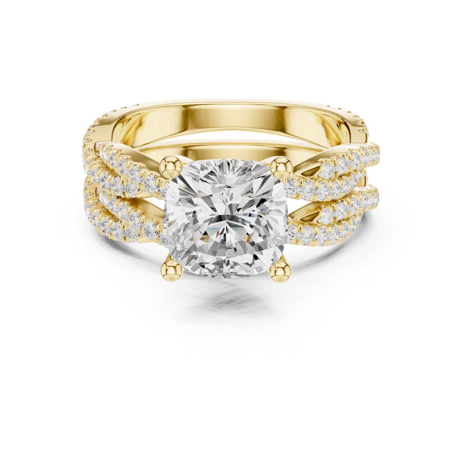 Gold Ring, Cushion center stone, Yellow Gold, view 4
