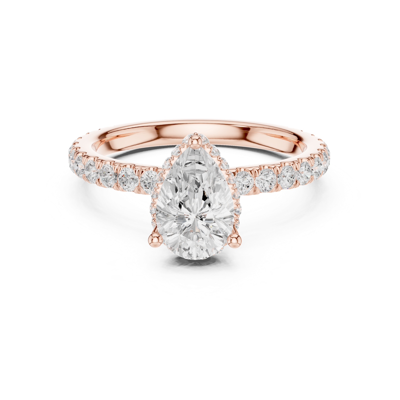 Gold Ring DDLR-165, Pear center stone, Rose Gold, view 4