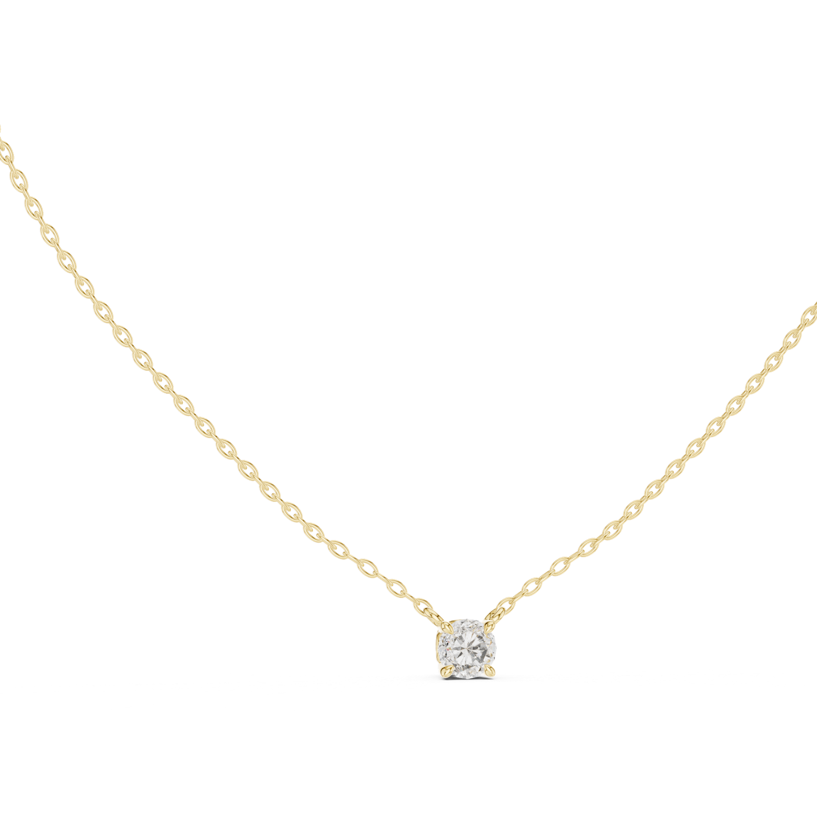 14K Solid Gold Lab Diamond Solitaire Pendant Necklace, Yellow Gold, view 1