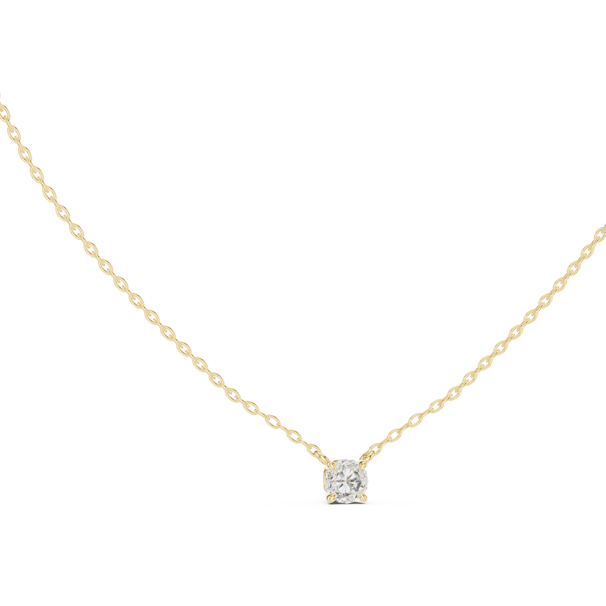 14K Solid Gold Lab Diamond Solitaire Pendant Necklace, Yellow Gold, view 1
