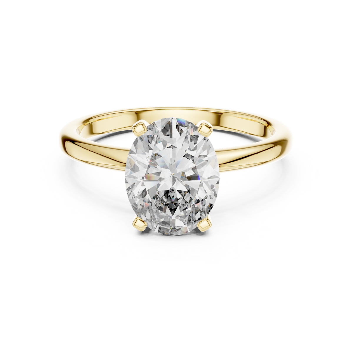 14K Solid Gold Lab Diamond Solitaire Ring, Yellow Gold