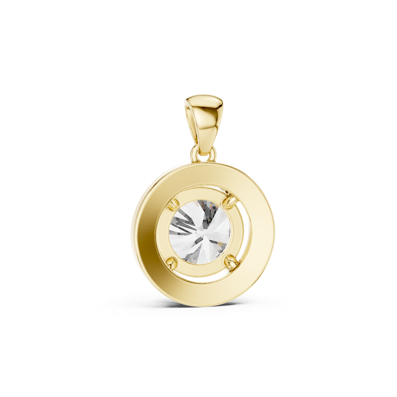 14K Solid Gold Lab Diamond Solitaire Pendant Necklace, Yellow Gold