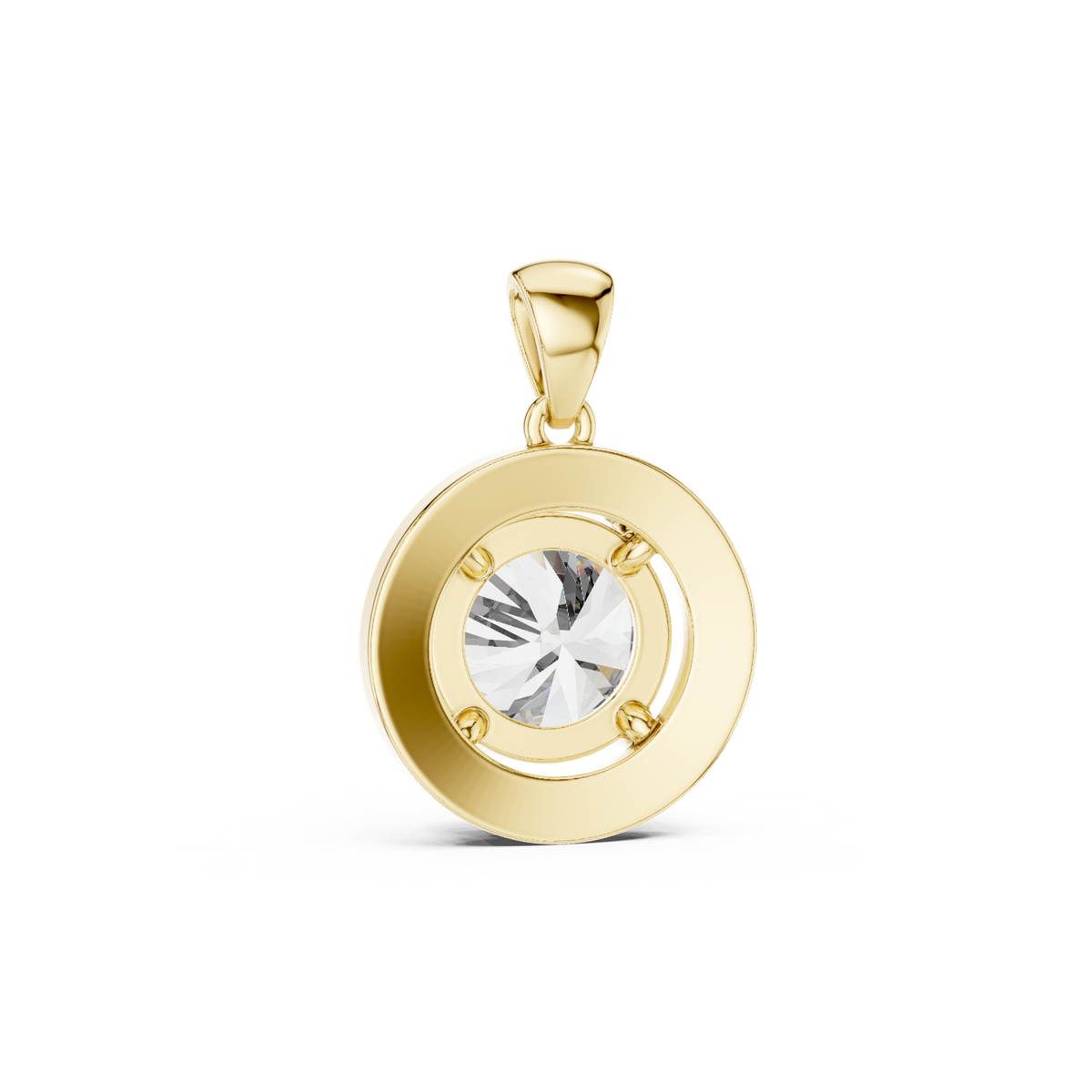 14K Solid Gold Lab Diamond Solitaire Pendant Necklace, Yellow Gold