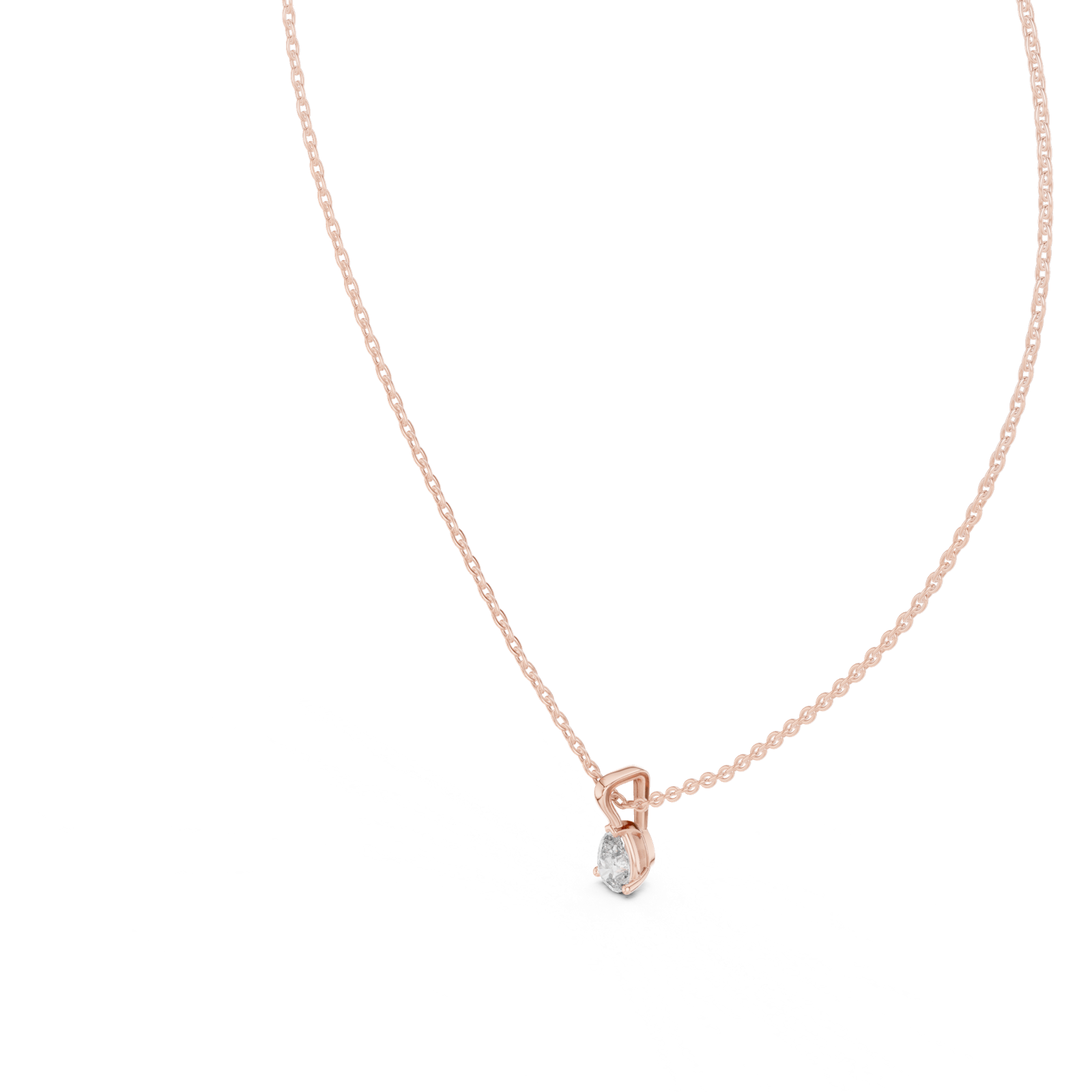 14K Solid Gold Lab Diamond Solitaire Pendant Necklace, Rose Gold, view 2