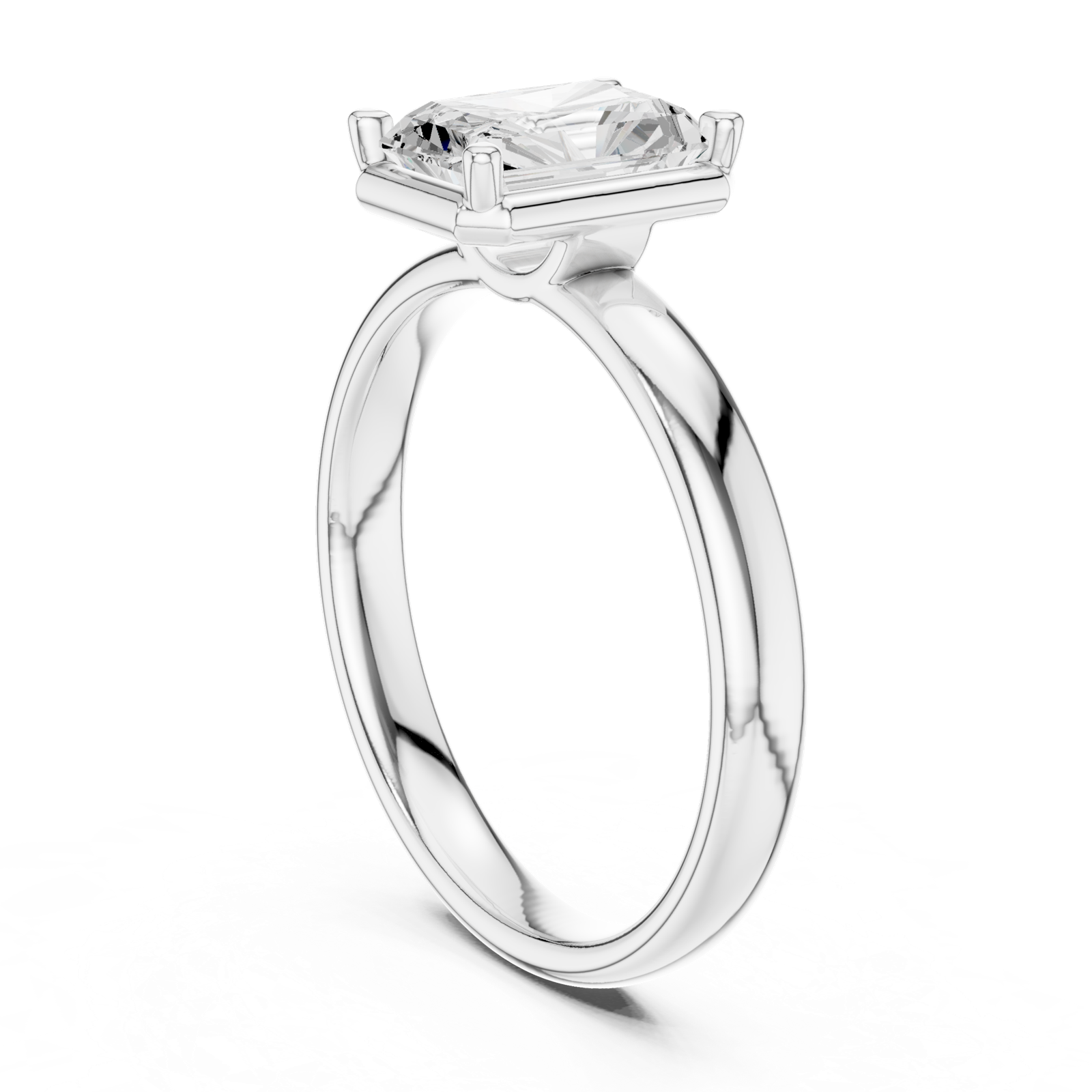 Gold Jewelry L36-10, Radiant center stone, White Gold, view 1