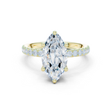 Gold Ring DDLR-161, Marquise center stone, Yellow Gold