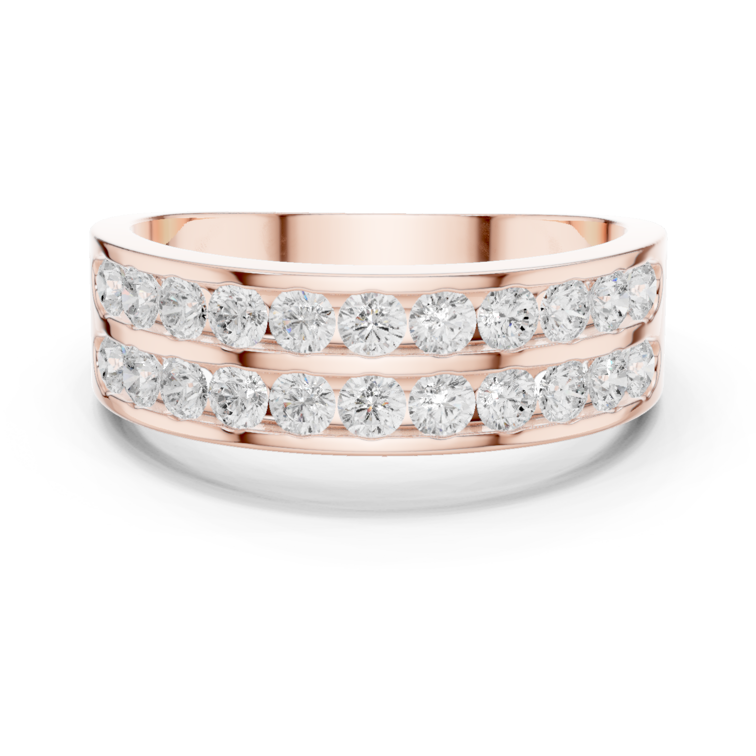 14K Solid Gold Lab Diamond Eternity Ring, Rose Gold