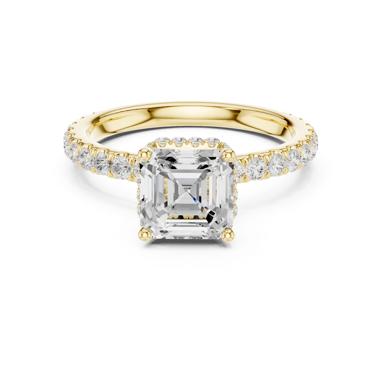 Gold Ring DDLR-165, Asscher center stone, Yellow Gold, view 4