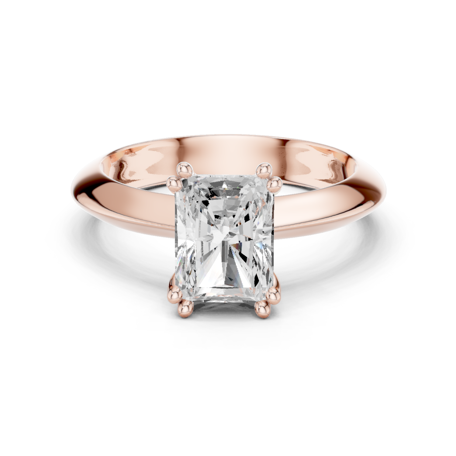 Gold Jewelry L36-8, Radiant center stone, Rose Gold