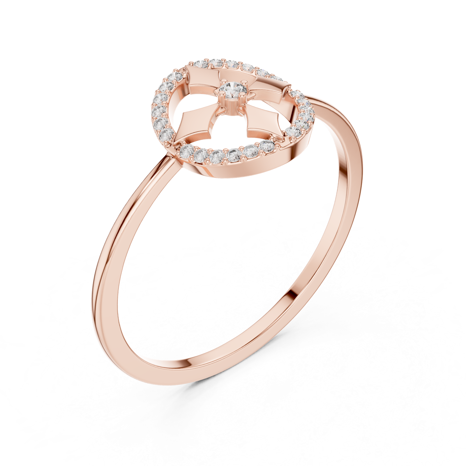 Gold Ring DR-6154, Rose Gold, view 2